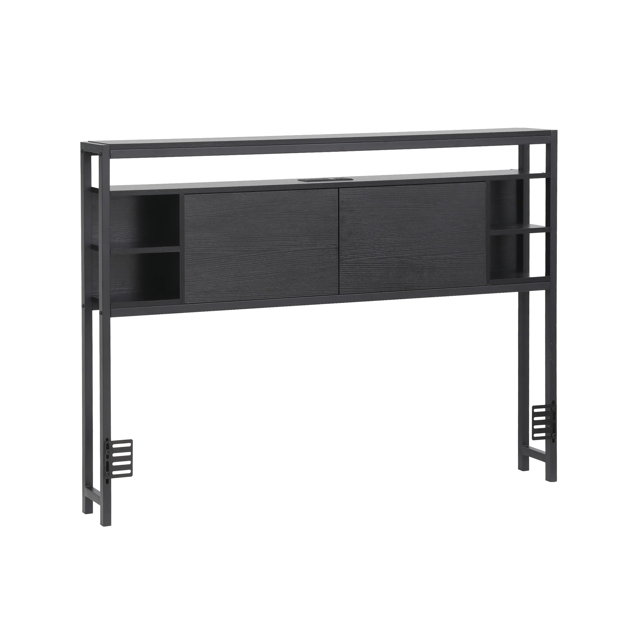 Artiss Bed Headboard Queen Storage Bedhead Charging Station Black - Image 2