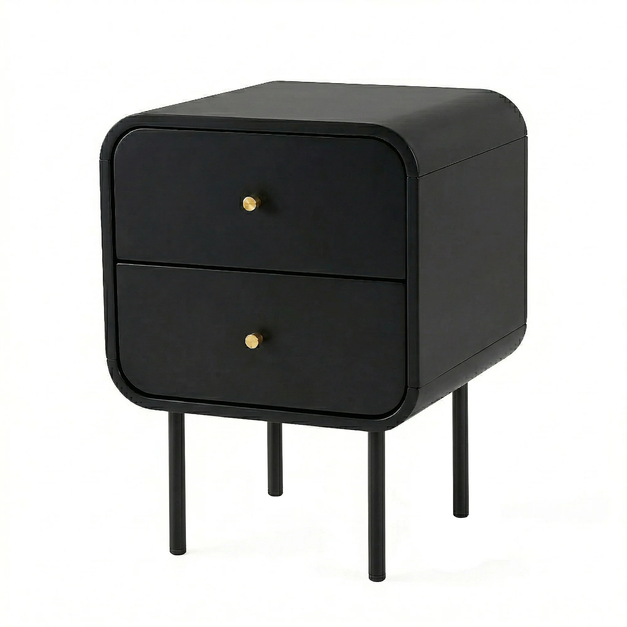 Artiss Bedside Table 2 Drawers Side End Table Nightstand Black - Image 2