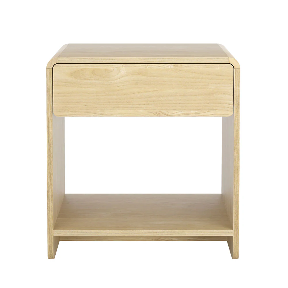 Artiss Bedside Table Drawer Open Shelf Pine - Image 4