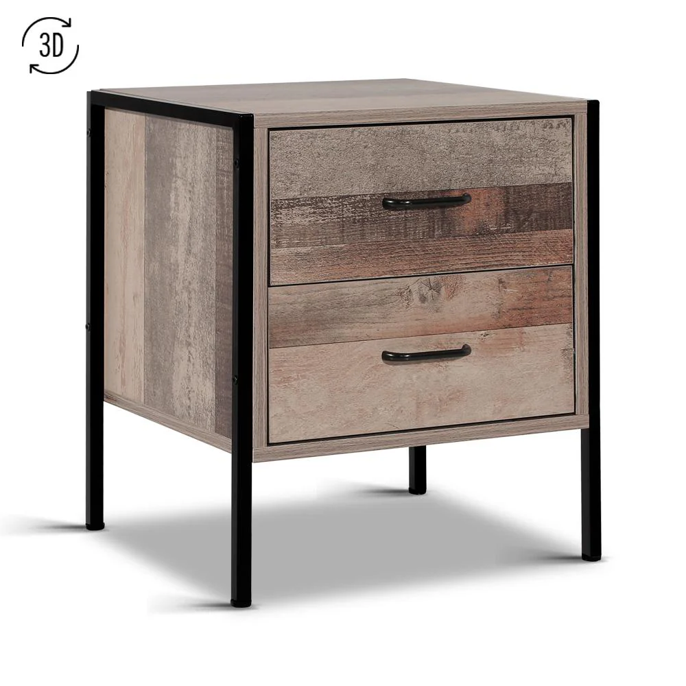 Artiss Bedside Table 2 Drawers - BARNLY