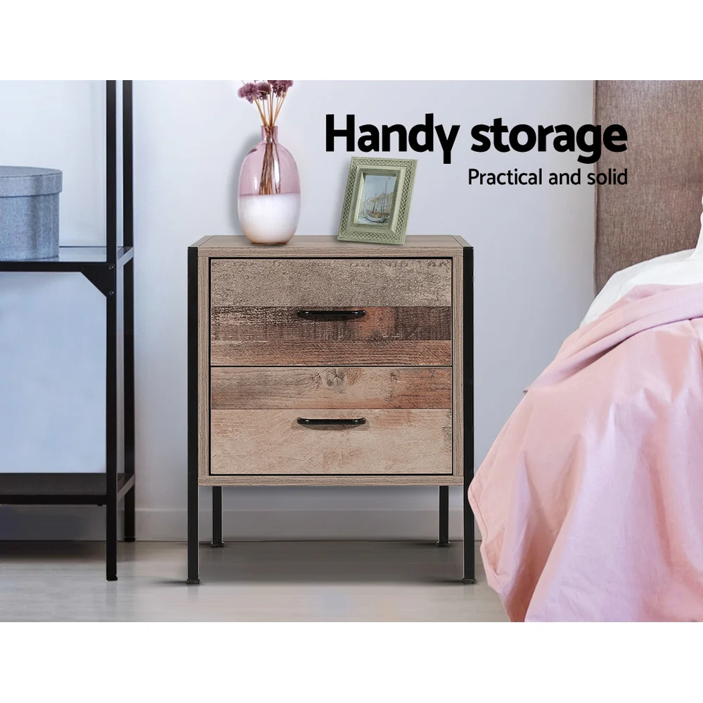 Artiss Bedside Table 2 Drawers - BARNLY - Image 4