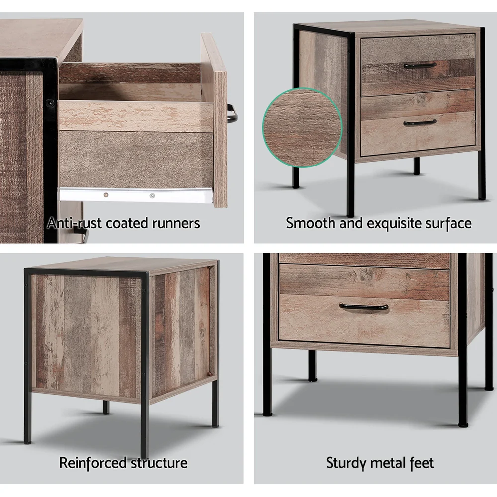 Artiss Bedside Table 2 Drawers - BARNLY - Image 5