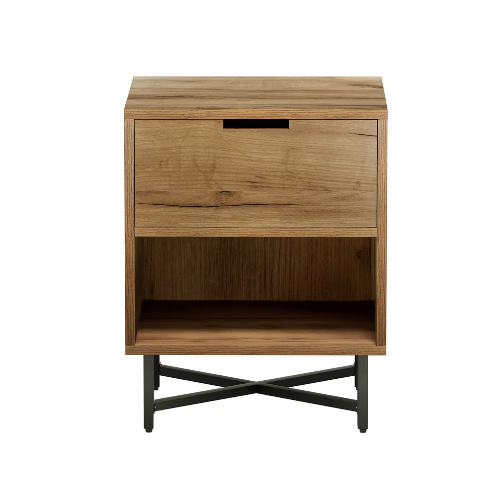 Artiss Bedside Table Drawers Side Table Shelf Storage Nightstand Rust Oak KRAVU - Image 4