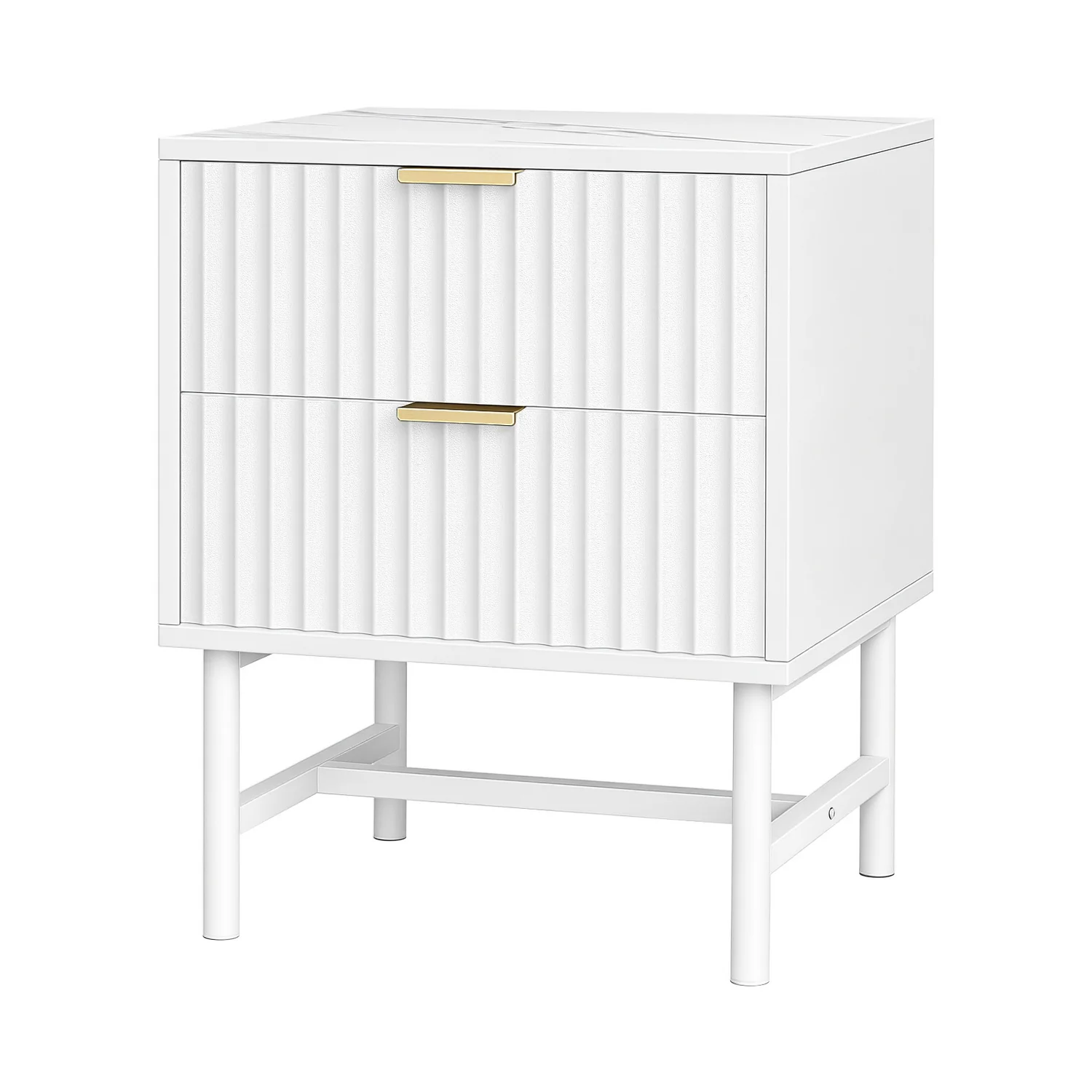 Artiss Bedside Table, MDF Bed Side Tables Storage Cabinet Desk with 2 Drawers, Bedroom Living Room Home Furniture Tallboy Lamp Nightstand Cabinets in 55cm Height White