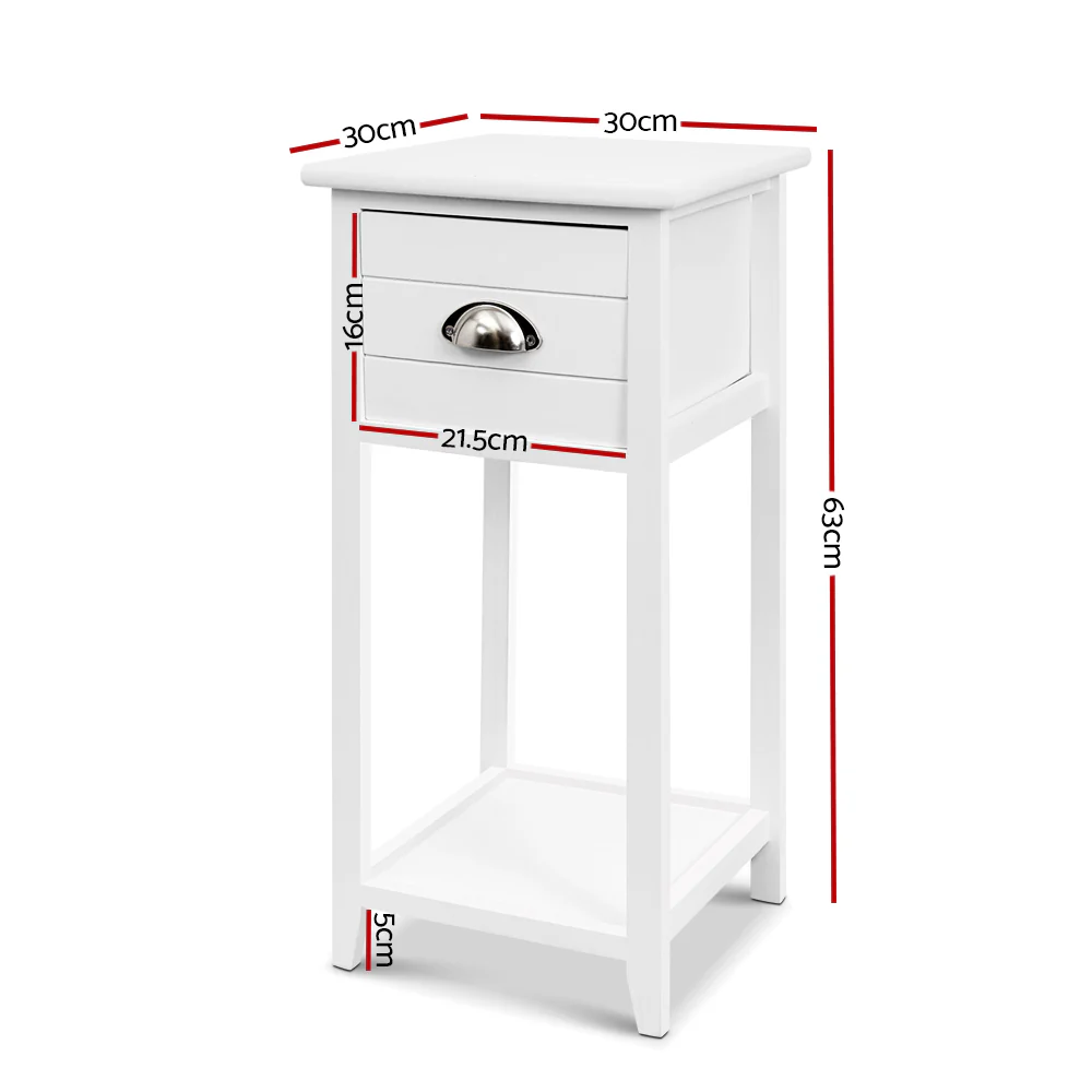 Artiss Bedside Table Vintage - THYME White - Image 7