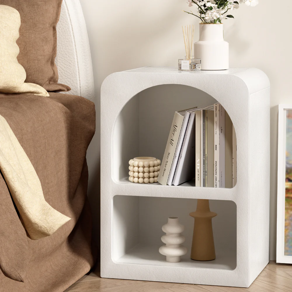 Artiss Bedside Table Shelves Side End Table Storage Nightstand White ARCHED - Image 5