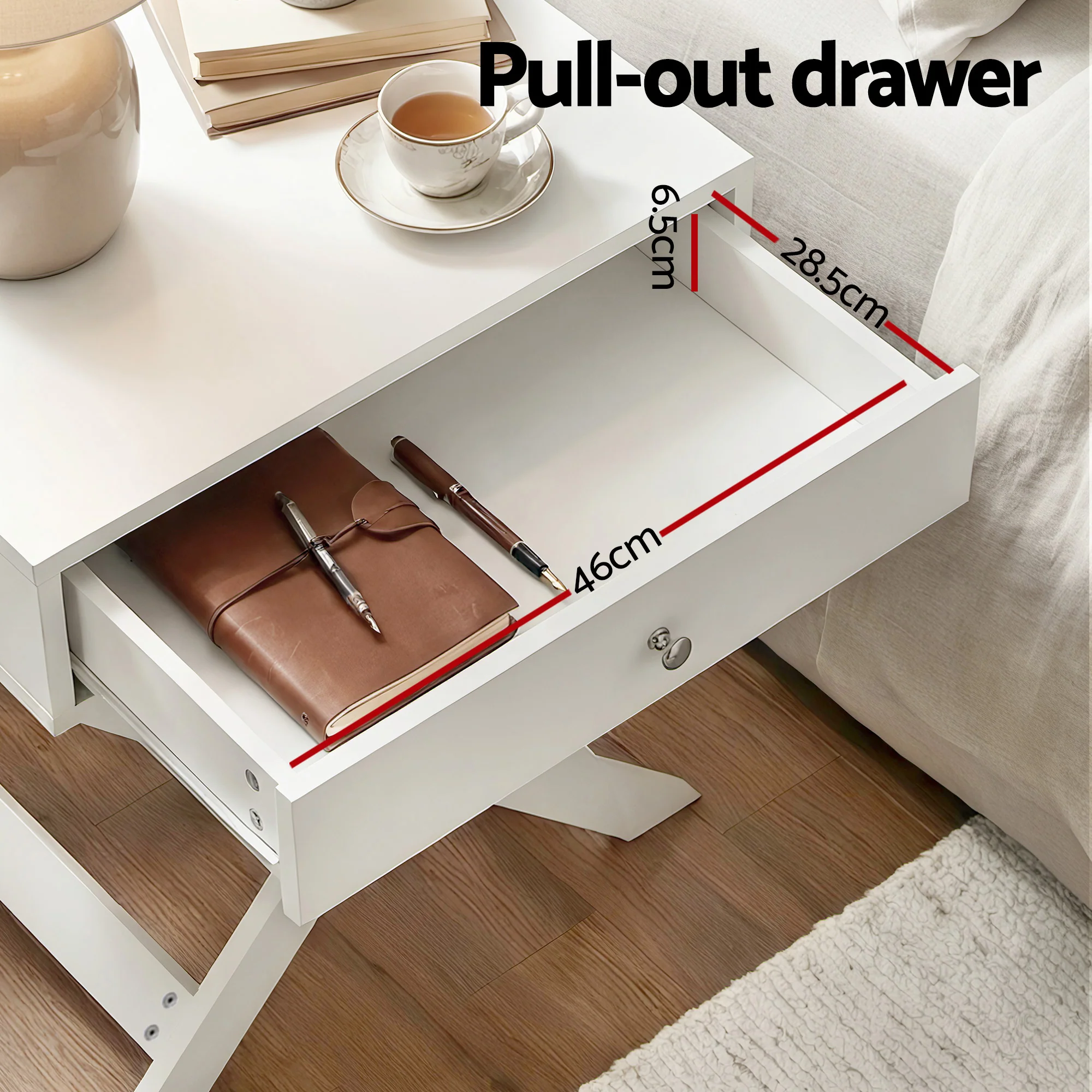 Artiss Bedside Table Drawers Side Table Storage Cabinet Nightstand White QARA - Image 4