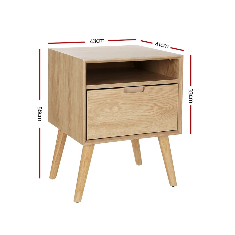 Artiss Bedside Table Drawers Side Table Shelf Storage Cabinet Nightstand GORR - Image 2