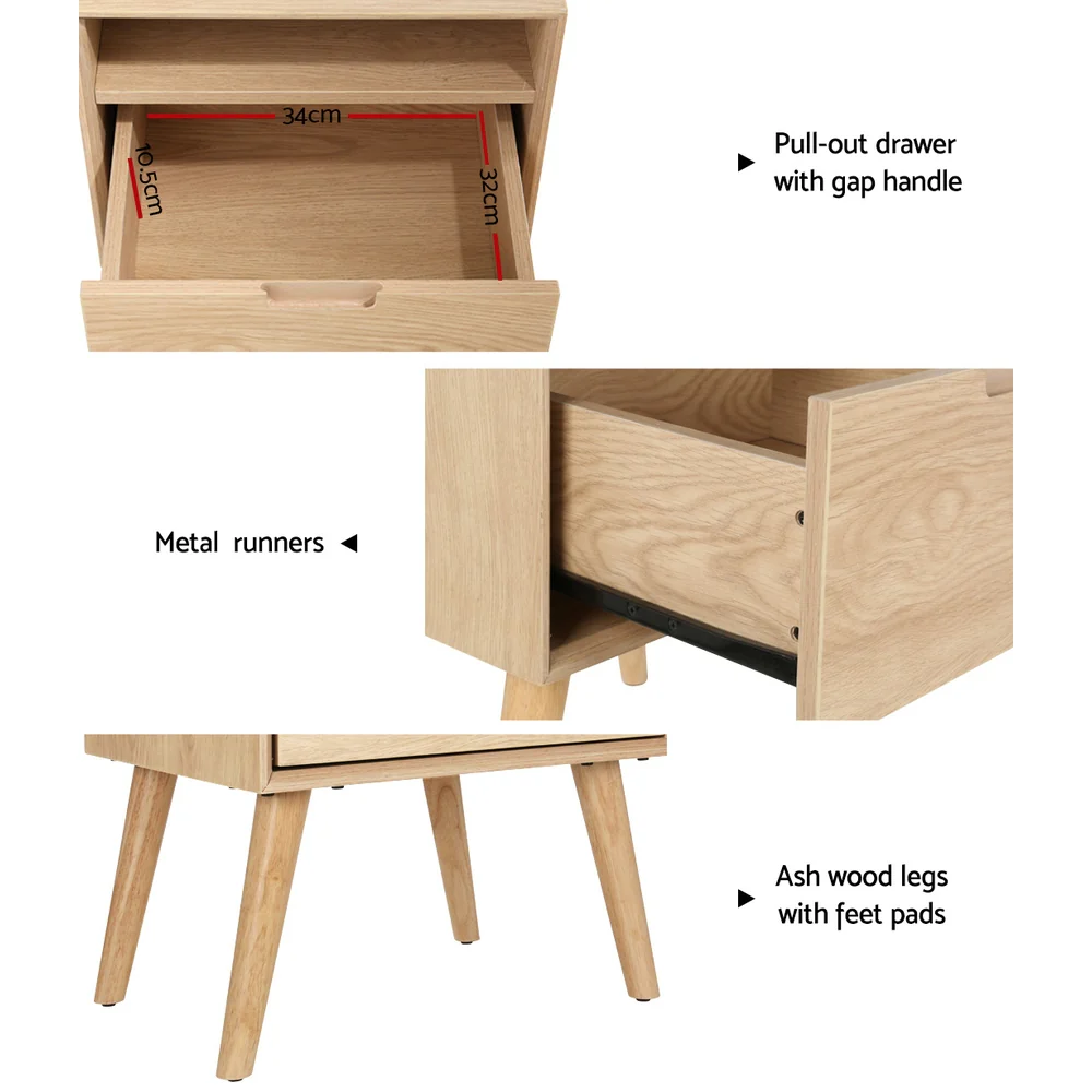 Artiss Bedside Table Drawers Side Table Shelf Storage Cabinet Nightstand GORR - Image 6