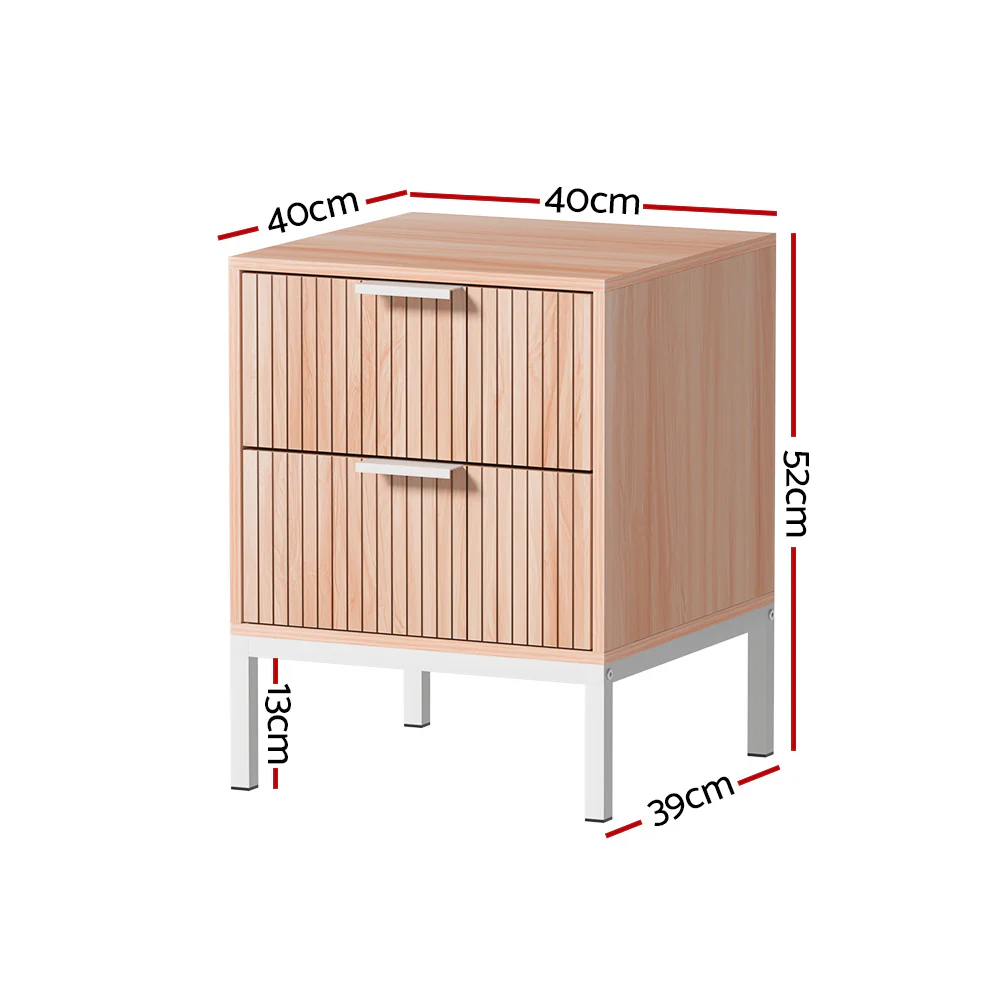 Artiss Bedside Table Drawers Side End Table Storage Cabinet Nightstand Pine LURA - Image 2