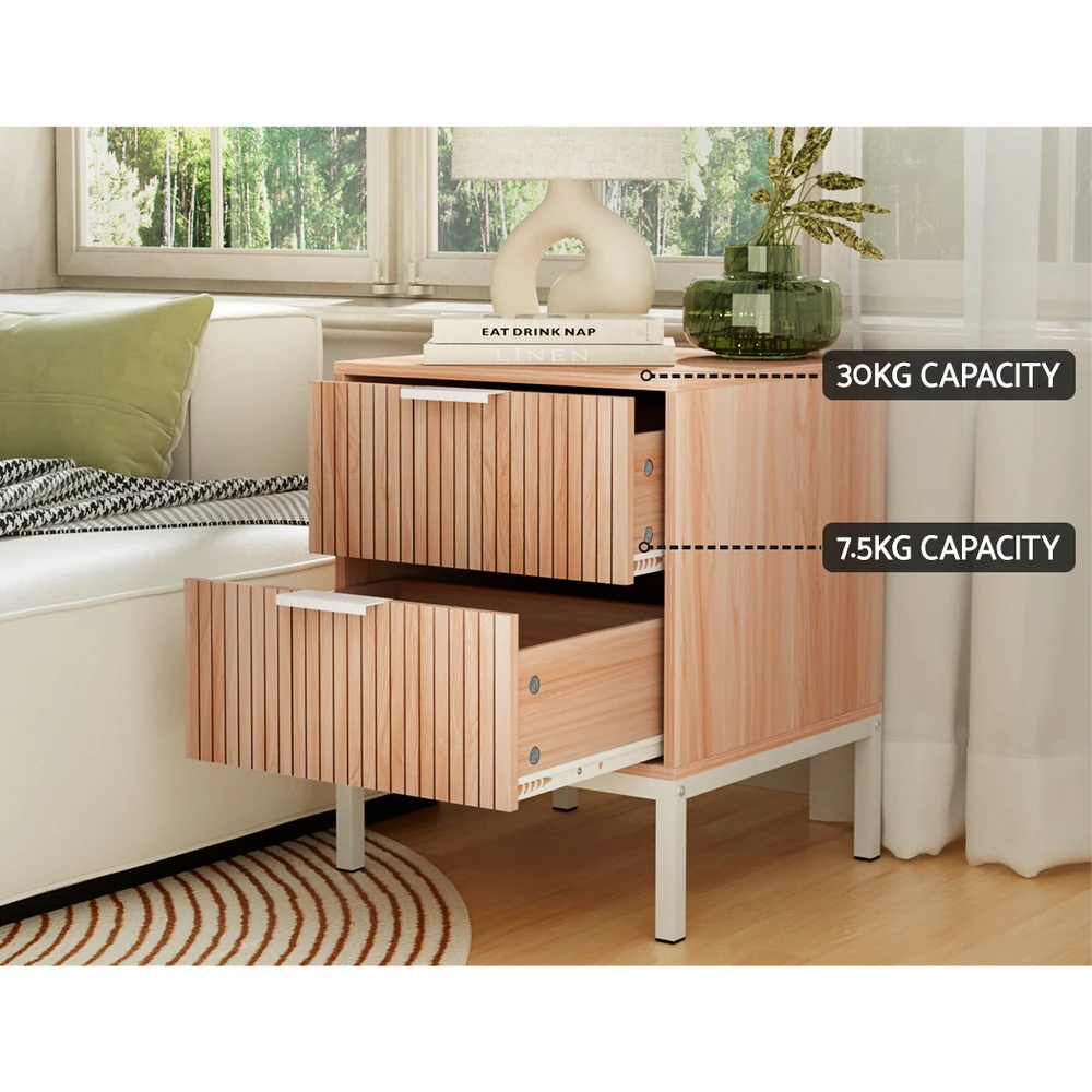 Artiss Bedside Table Drawers Side End Table Storage Cabinet Nightstand Pine LURA - Image 5