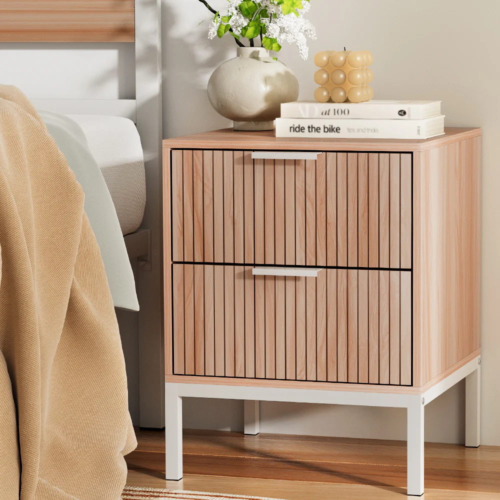 Artiss Bedside Table Drawers Side End Table Storage Cabinet Nightstand Pine LURA - Image 7