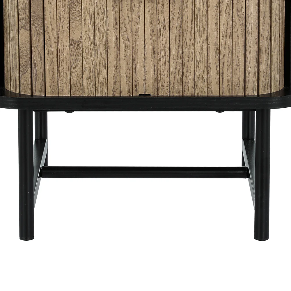 Artiss Bedside Table Side End Table Slidng Doors Storage Nightstand Black BORIS - Image 4