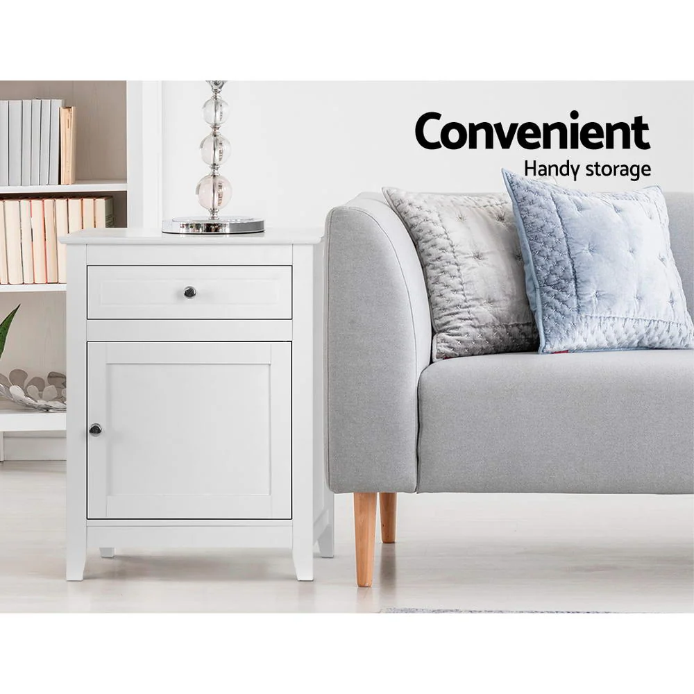 Artiss Bedside Tables Side Table Drawers Nightstand White - Image 3