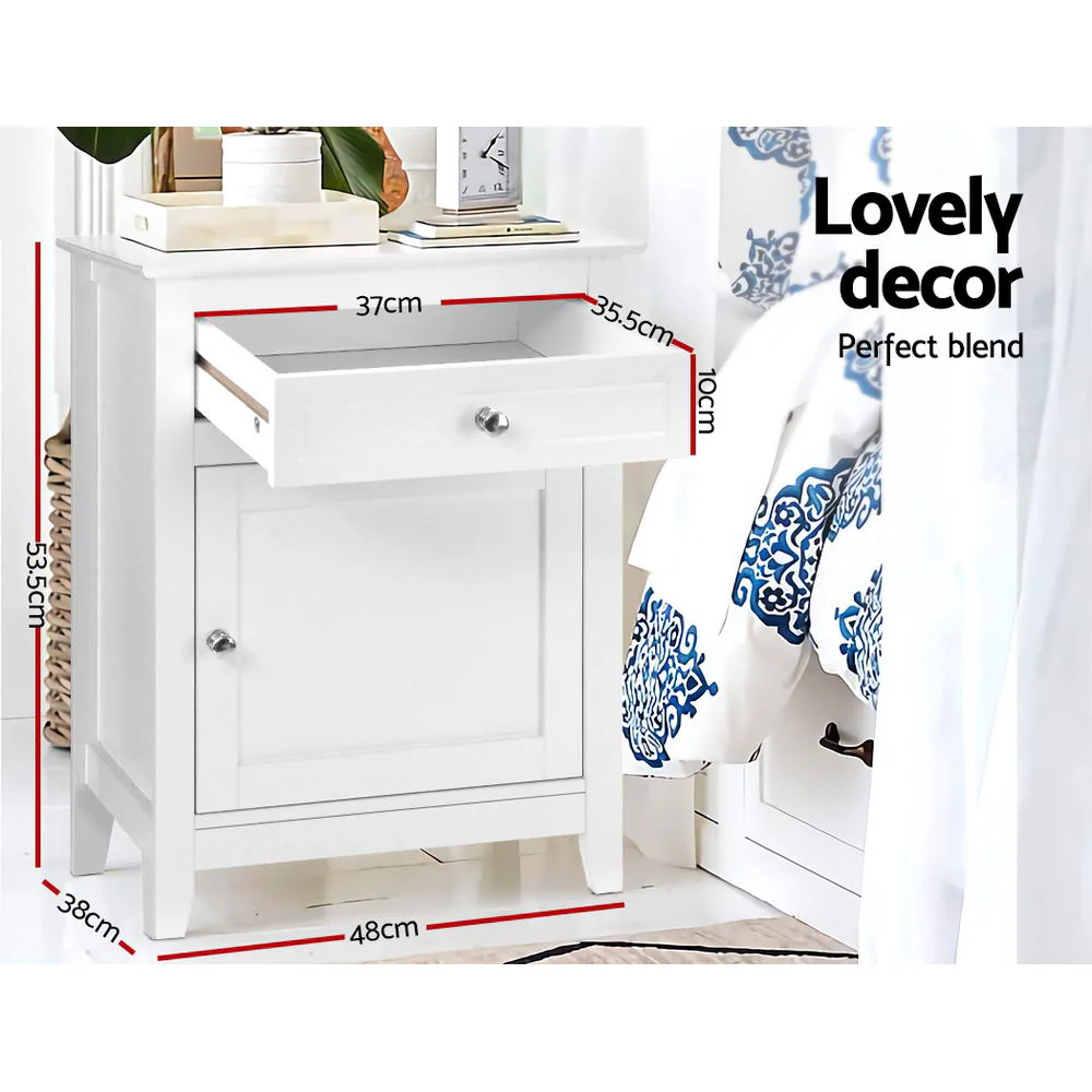 Artiss Bedside Tables Side Table Drawers Nightstand White - Image 4