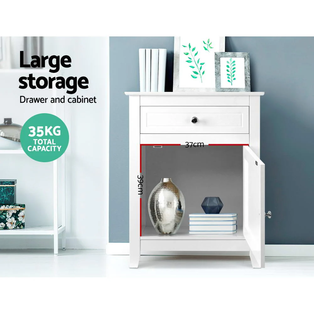 Artiss Bedside Tables Side Table Drawers Nightstand White - Image 5