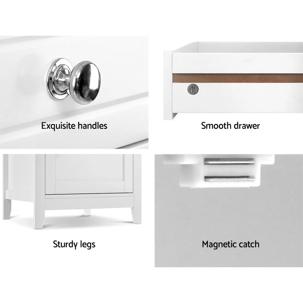 Artiss Bedside Tables Side Table Drawers Nightstand White - Image 6