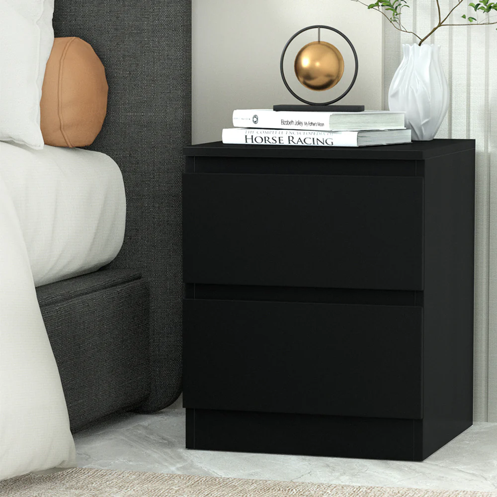 Artiss Bedside Table 2 Drawers - PEPE Black - Image 8