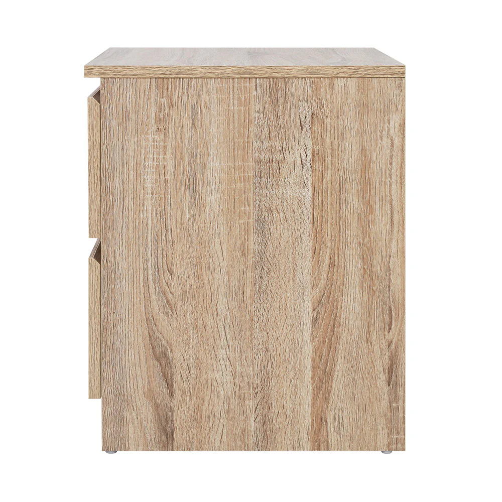 Artiss Bedside Table 2 Drawers - PEPE Oak - Image 5