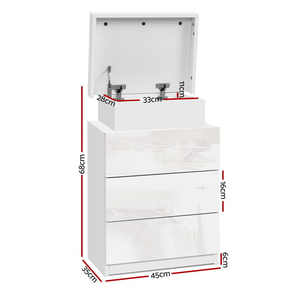 Artiss Bedside Table LED 3 Drawers - COLEY White - Image 7