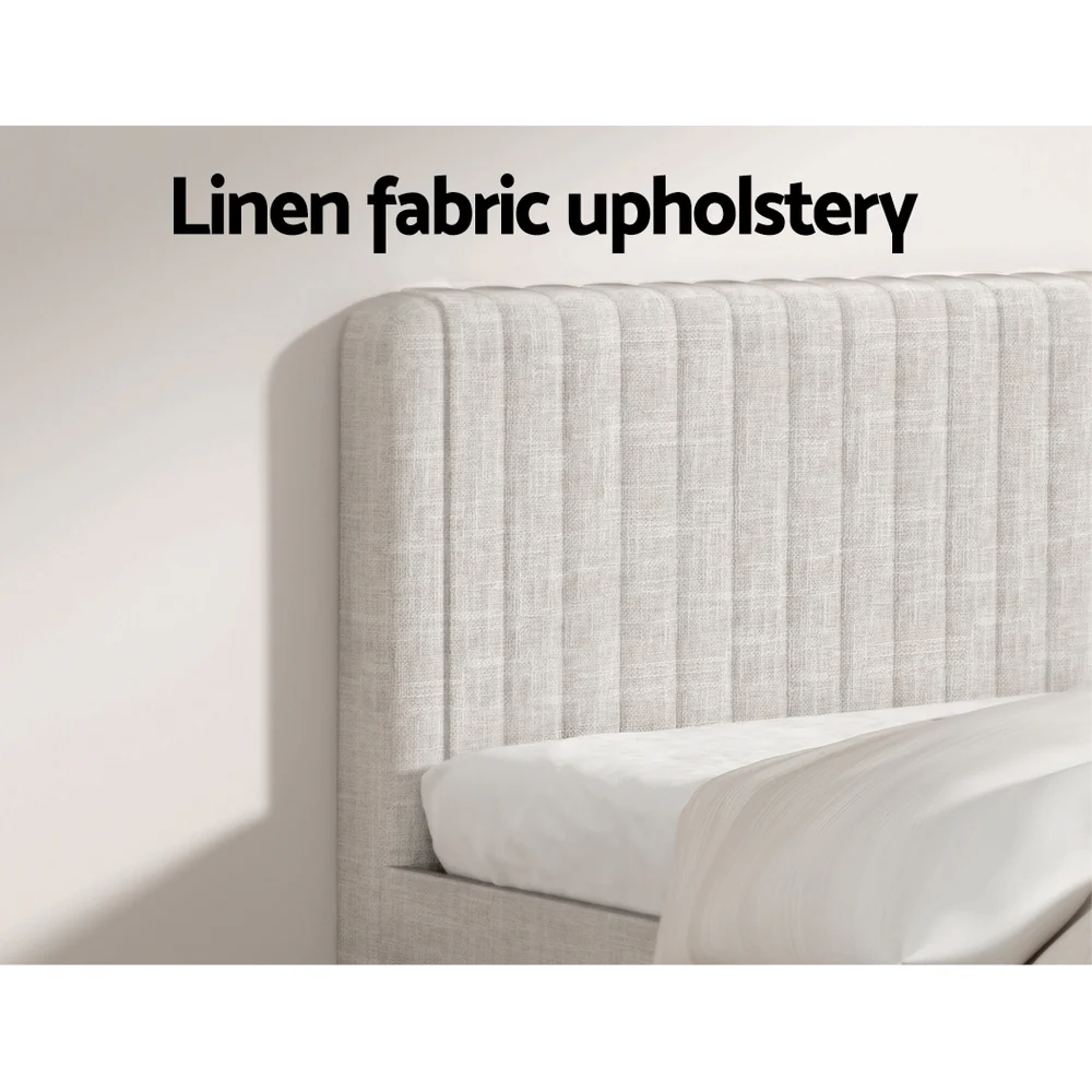 Artiss BedStory King Bed Frame with 34cm Mattress Set Platform Base Pocket Coil Linen Upholstered - Image 5