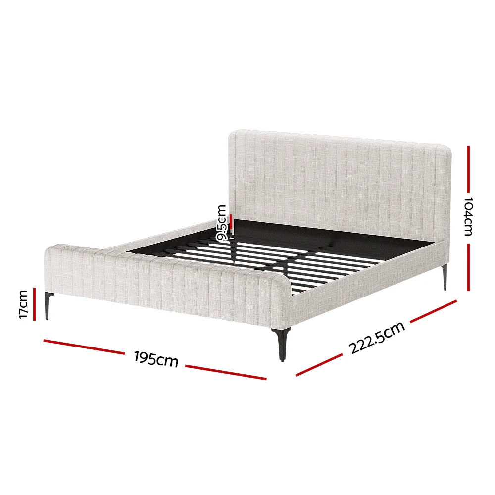 Artiss BedStory King Bed Frame with Mattress Set Platform Base Pocket Coil Linen Upholstered - Image 3