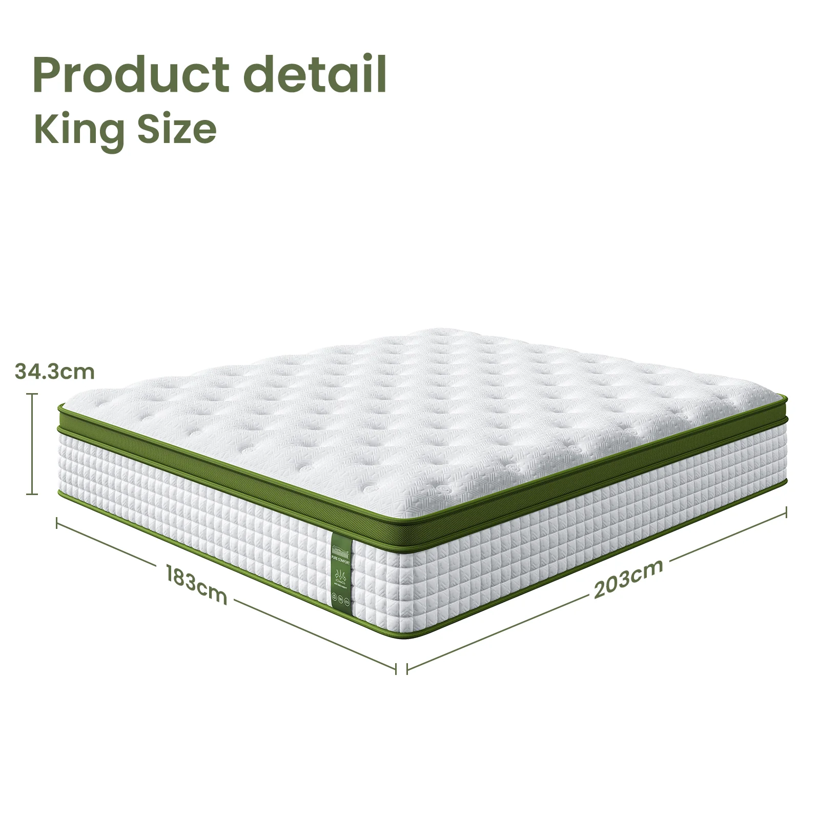 Artiss BedStory King Bed Frame with Mattress Set Platform Base Pocket Coil Linen Upholstered - Image 4