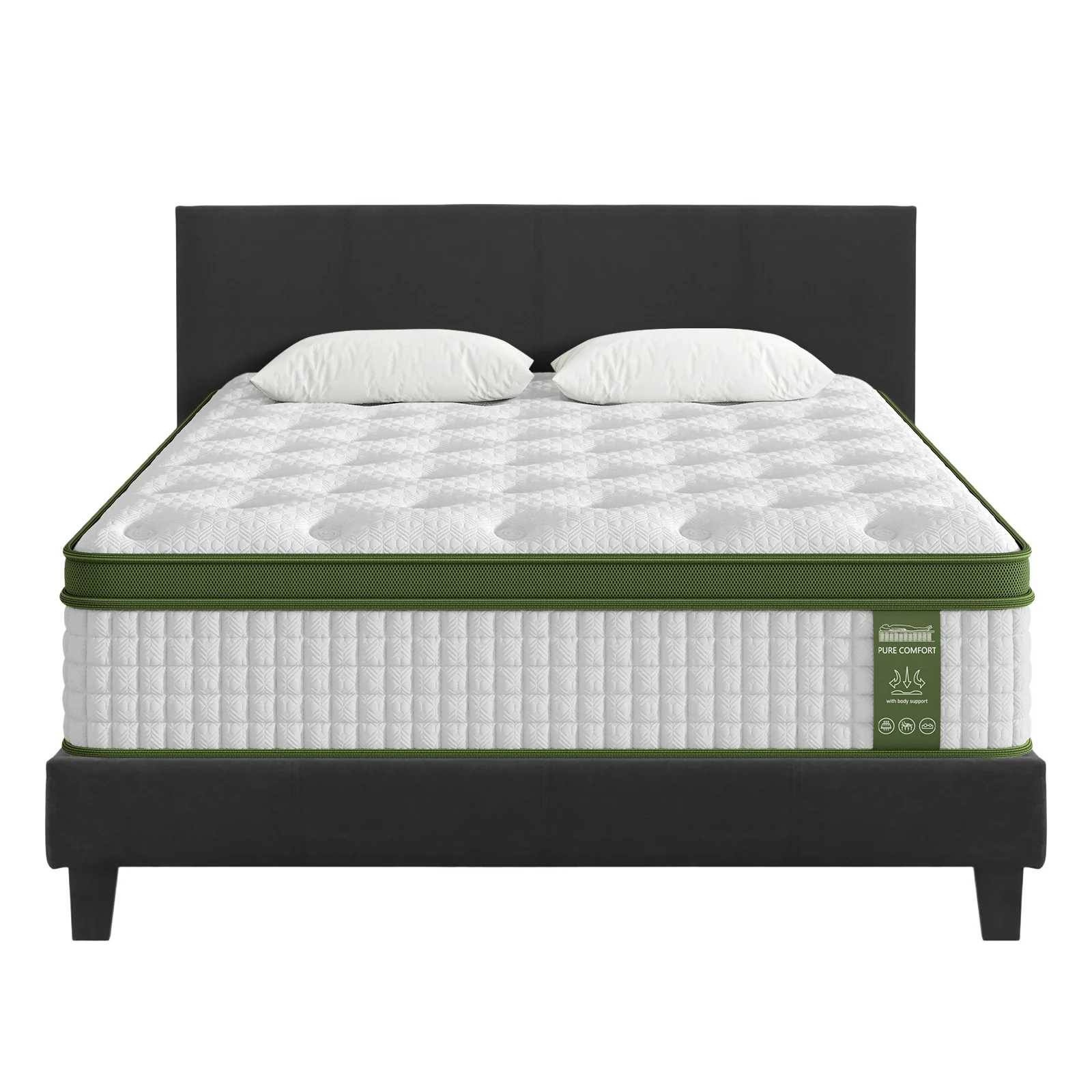 Artiss BedStory Queen Bed Frame Mattress Set Platform Upholstered Hybrid Pocket Coil - Image 2