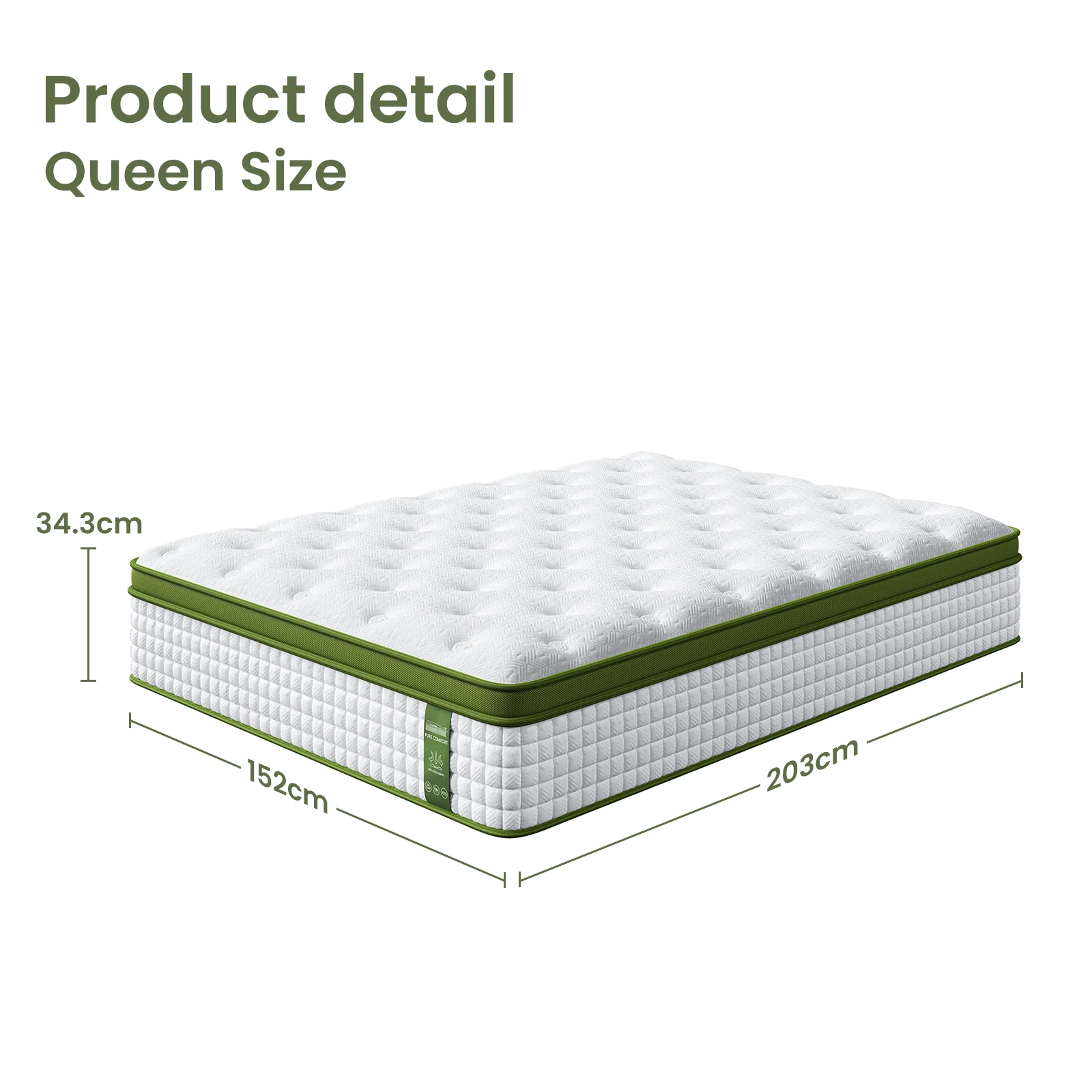Artiss BedStory Queen Bed Frame Mattress Set Platform Upholstered Hybrid Pocket Coil - Image 4