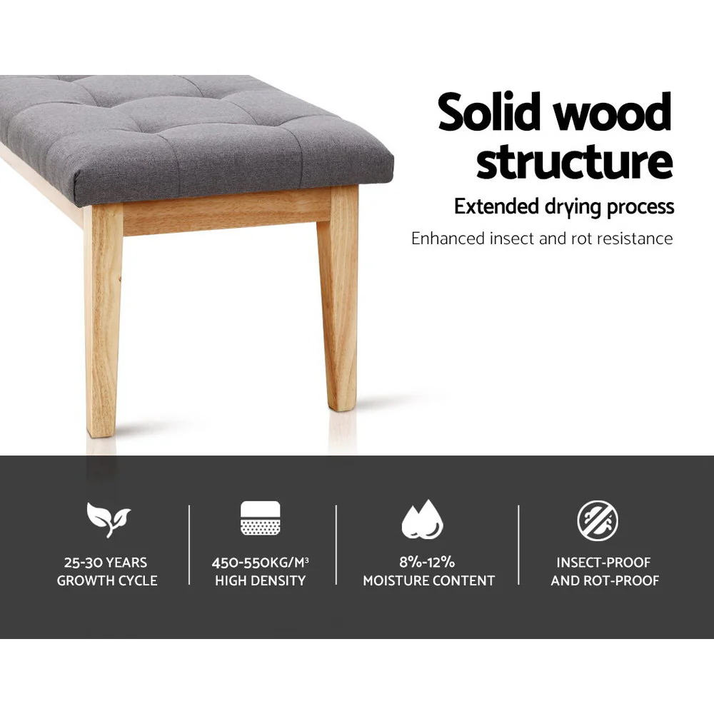 Artiss Ottoman Bench 120cm Foot Stool Linen Grey - Image 3