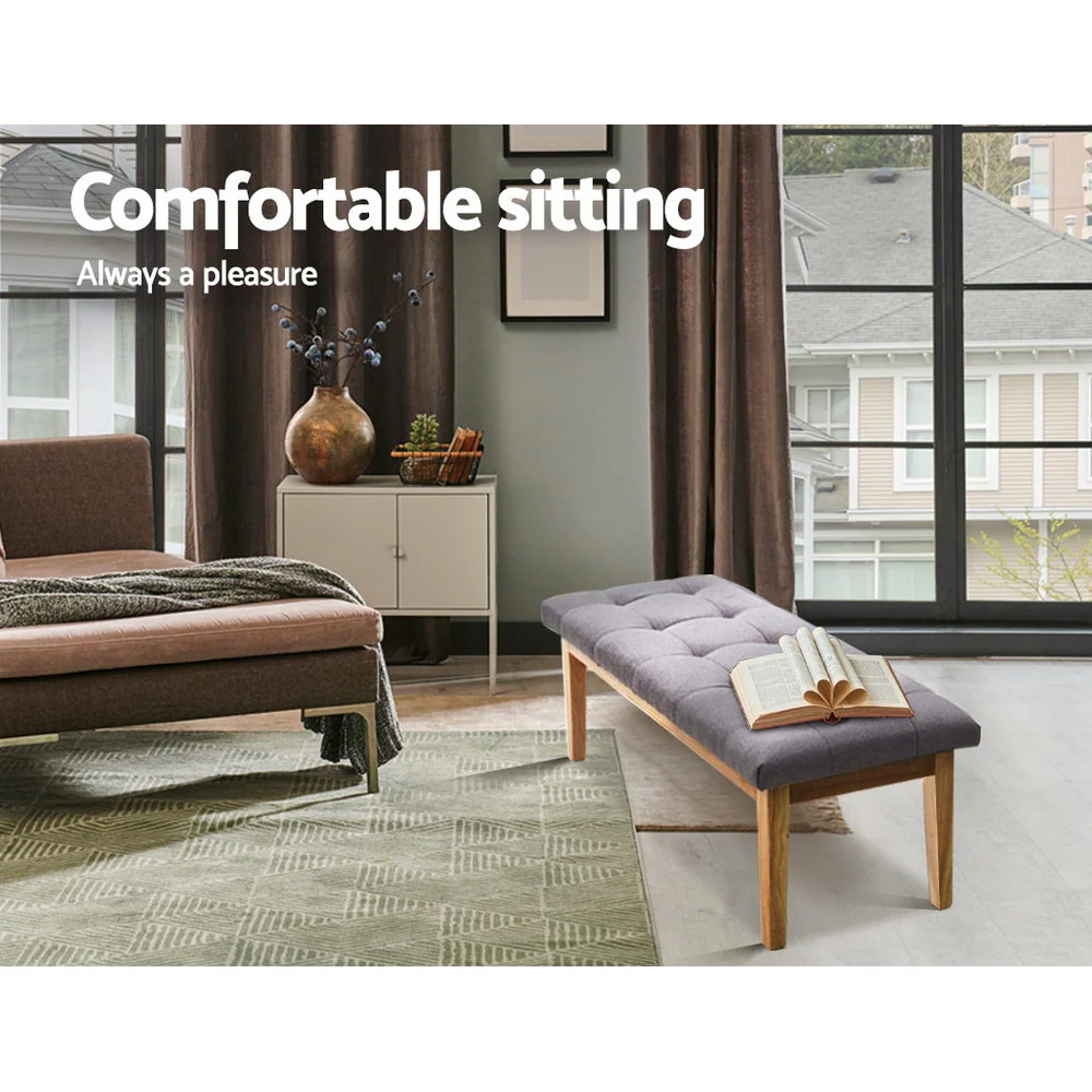 Artiss Ottoman Bench 120cm Foot Stool Linen Grey - Image 5