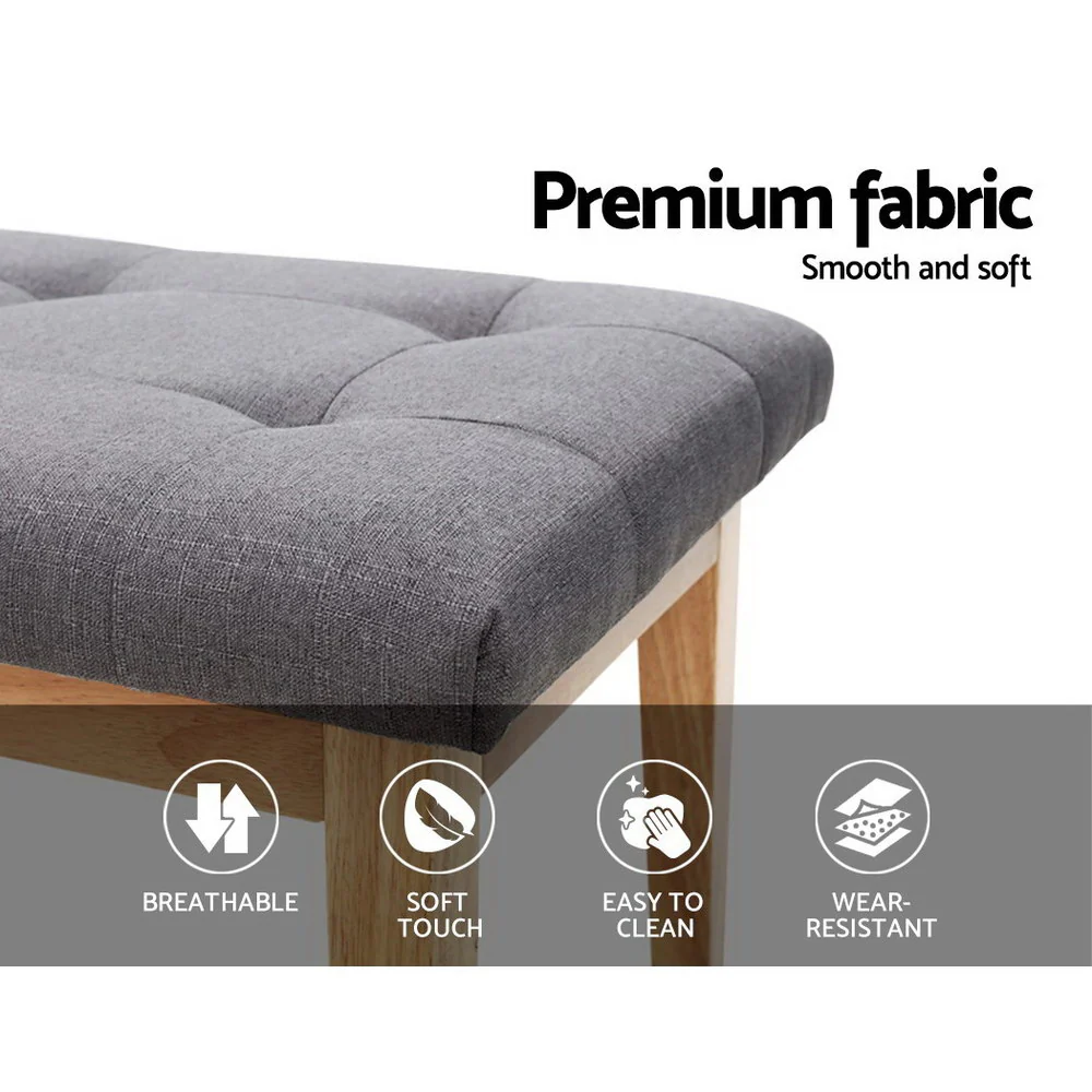 Artiss Ottoman Bench 120cm Foot Stool Linen Grey - Image 6
