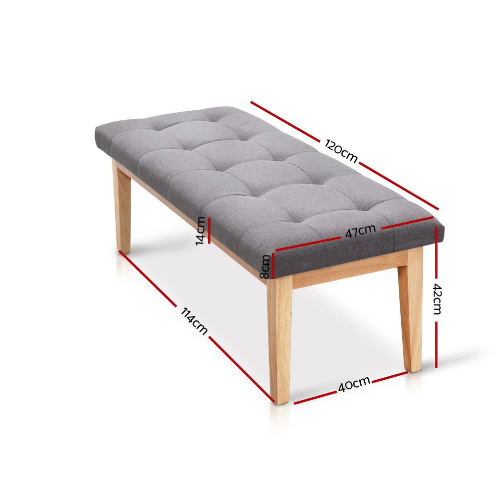 Artiss Ottoman Bench 120cm Foot Stool Linen Grey - Image 7