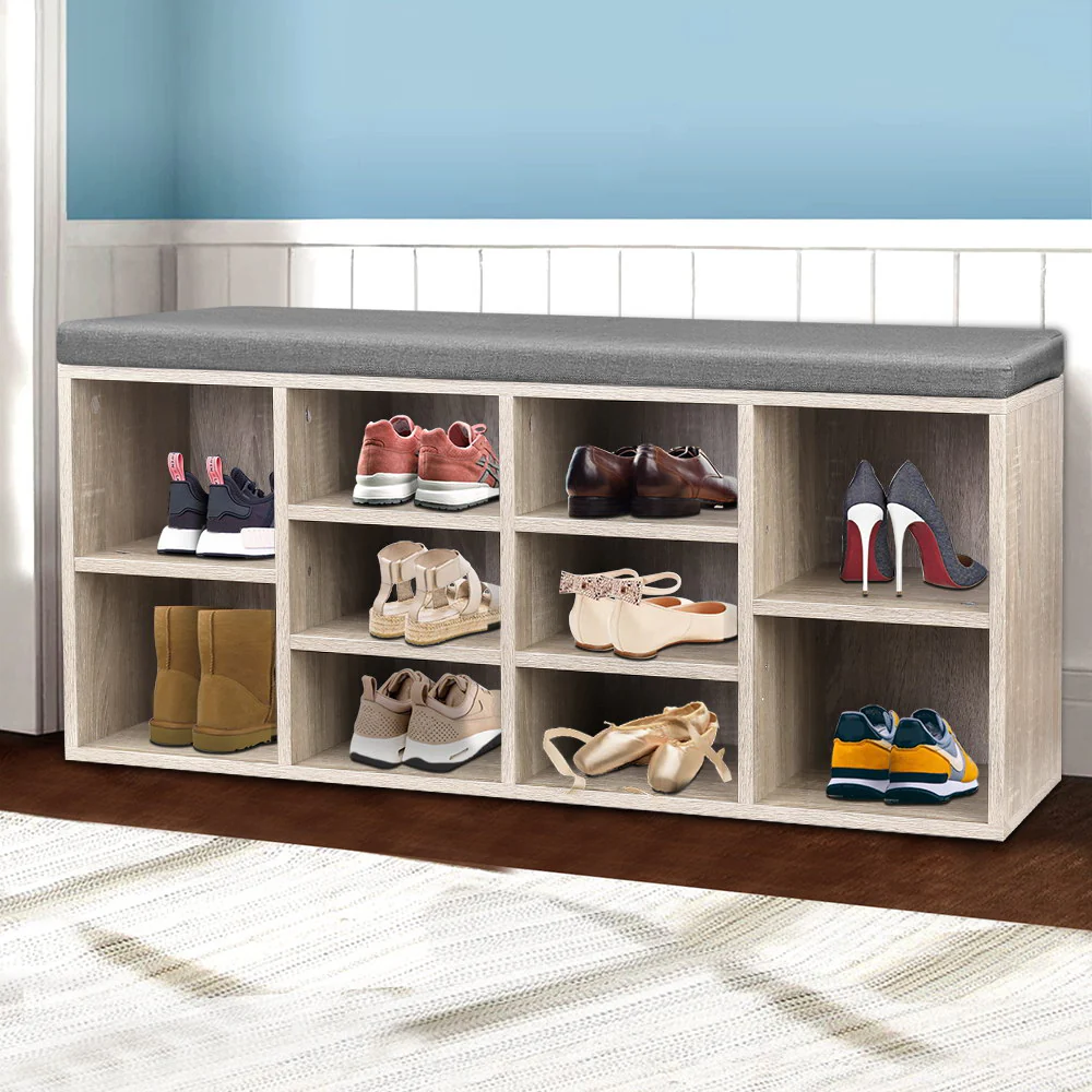 Artiss Shoe Cabinet Rack Shoe Bench Fabric Seat Pine BOA - Image 7