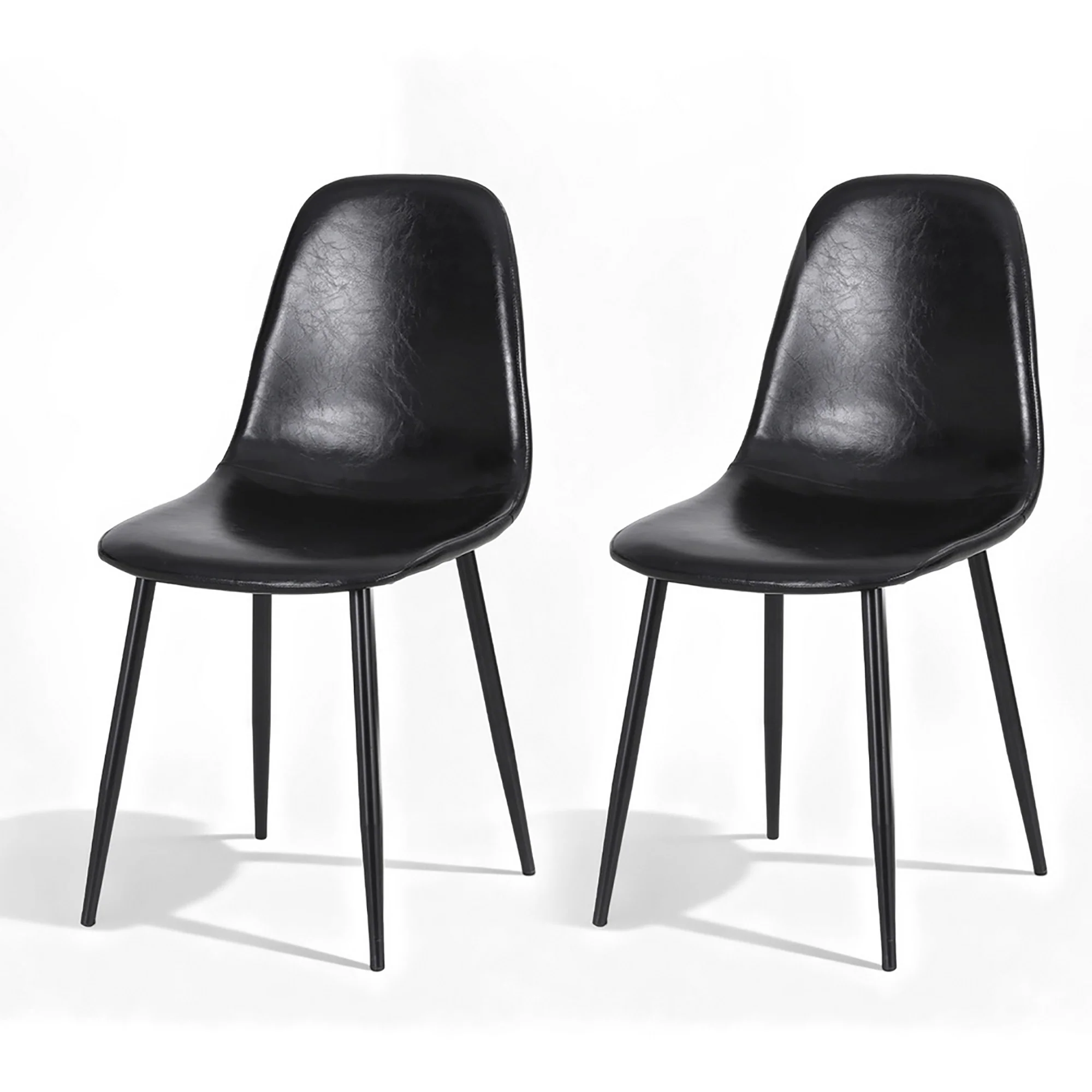 Artiss Black Dining Chairs Set of 2 - Retro PU Leather with Metal Legs for Kitchen, Cafe & Home Offices