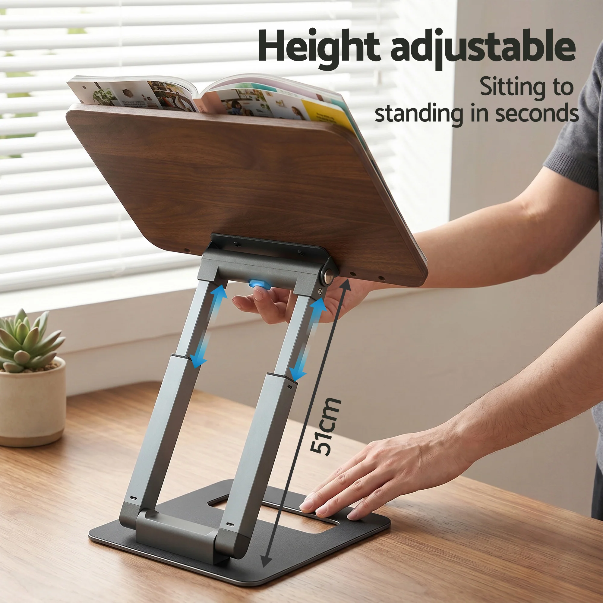 Artiss Book Stand Telescopic Book Holder with Page Clip Ergonomic Desktop Stands OAK - Image 5