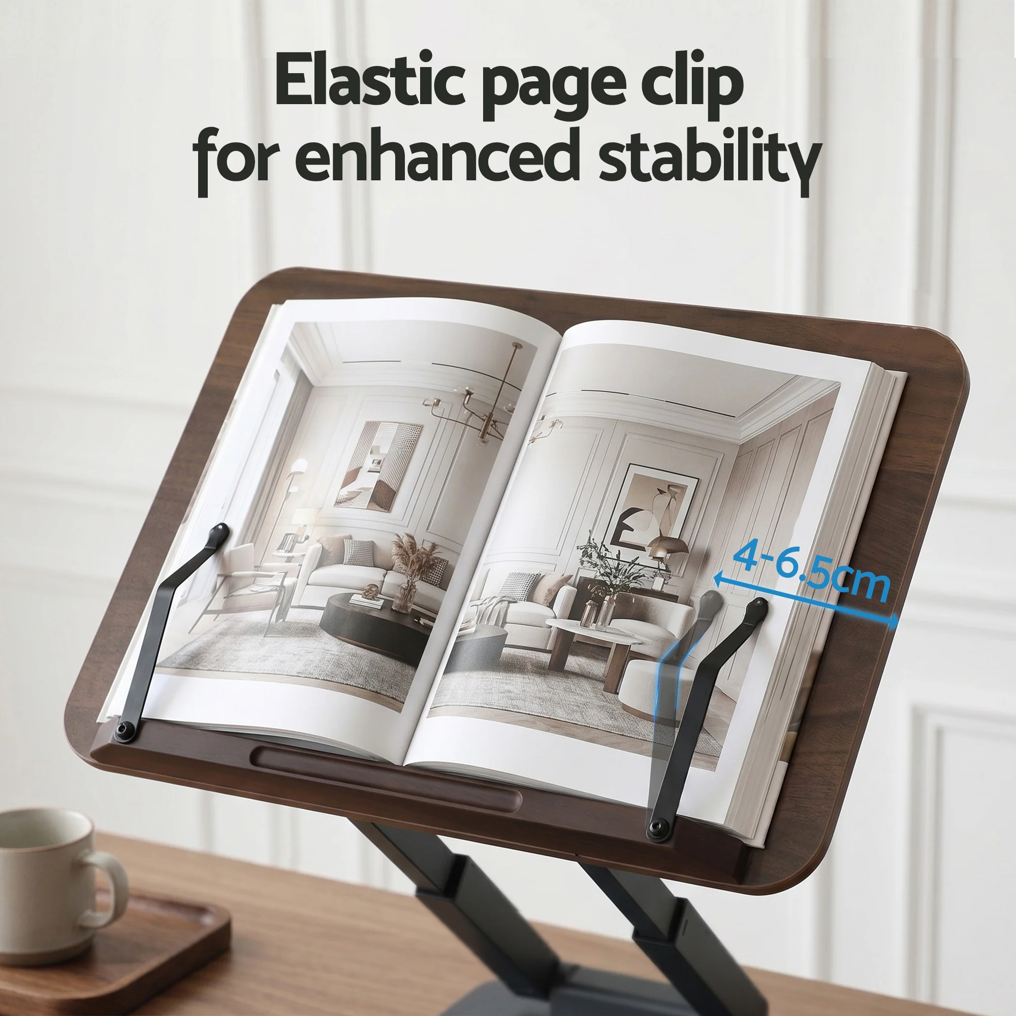 Artiss Book Stand Telescopic Book Holder with Page Clip Ergonomic Desktop Stands OAK - Image 7