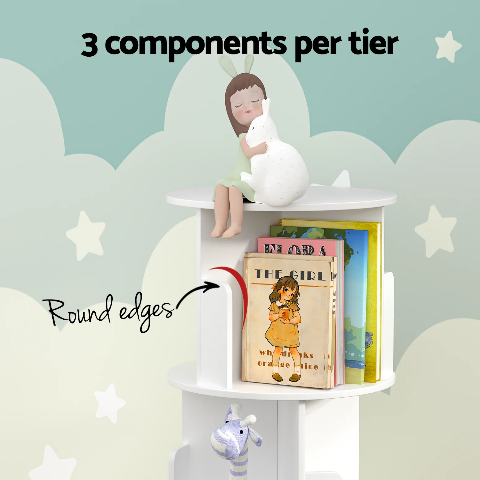 Artiss Bookshelf 4 Tiers EDIE White - Image 7