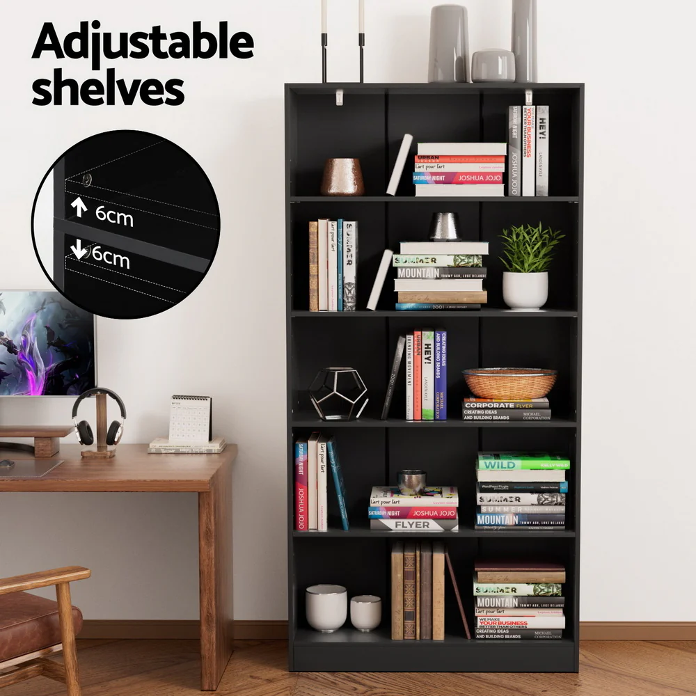 Artiss Bookshelf 5 Tiers ANTON Black - Image 6