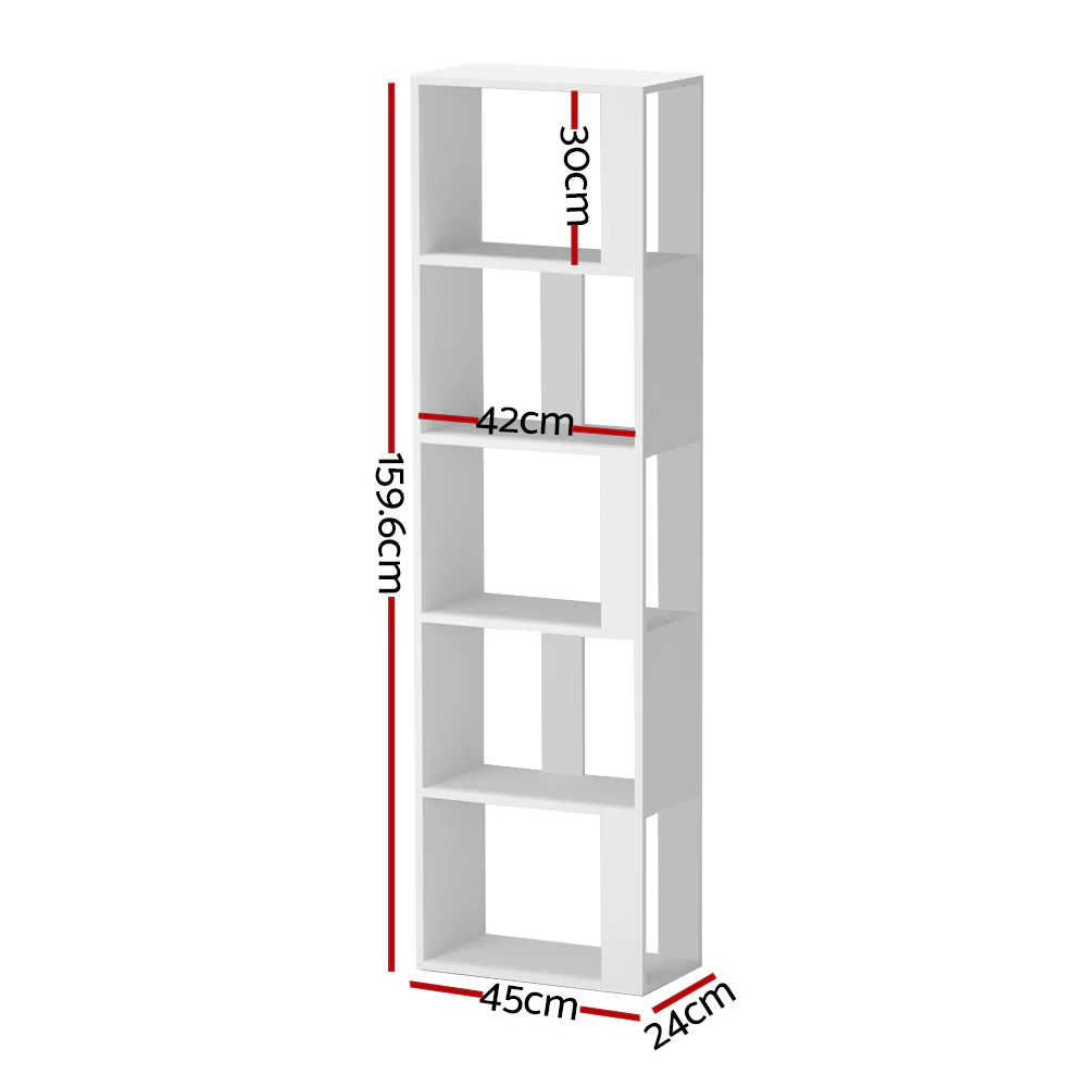Artiss Bookshelf 5 Tiers - LINA White - Image 2