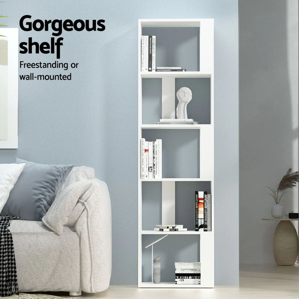 Artiss Bookshelf 5 Tiers - LINA White - Image 5