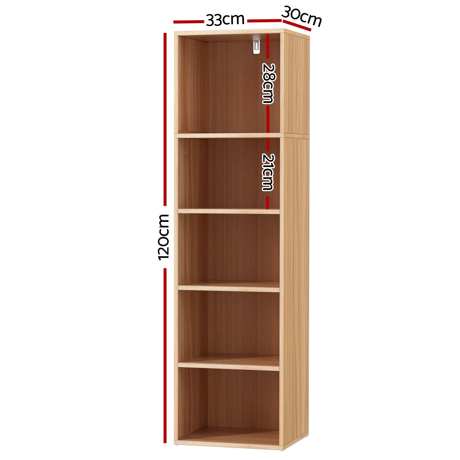 Artiss Bookshelf 5 Tiers MILO Pine - Image 3