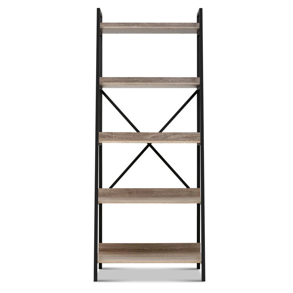 Artiss Bookshelf 5 Tiers - NOR Black and Oak - Image 3