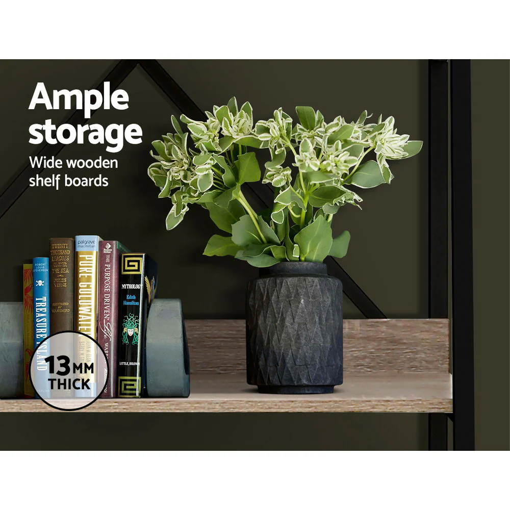 Artiss Bookshelf 5 Tiers - NOR Black and Oak - Image 6