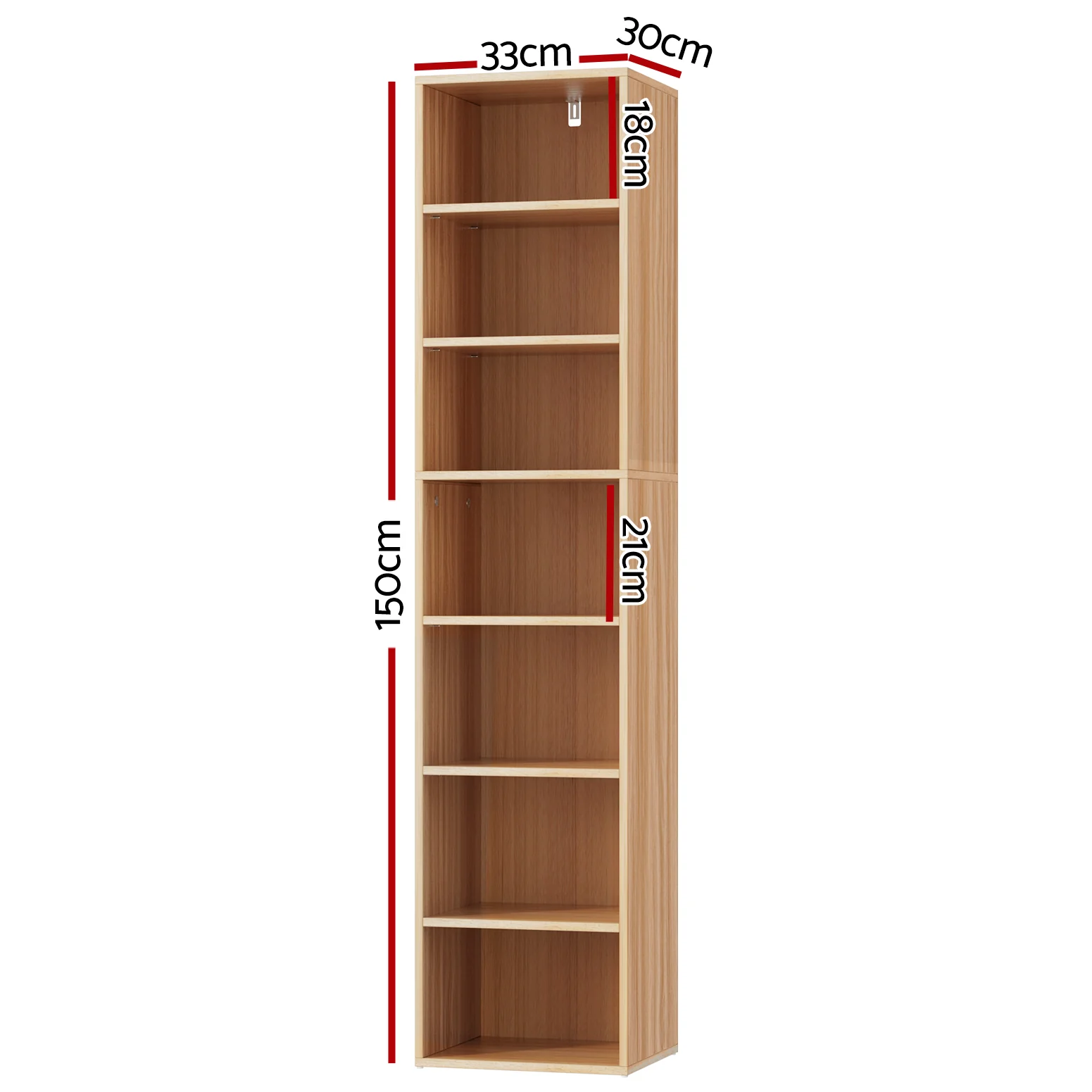 Artiss Bookshelf 7 Tiers MILO Pine - Image 3