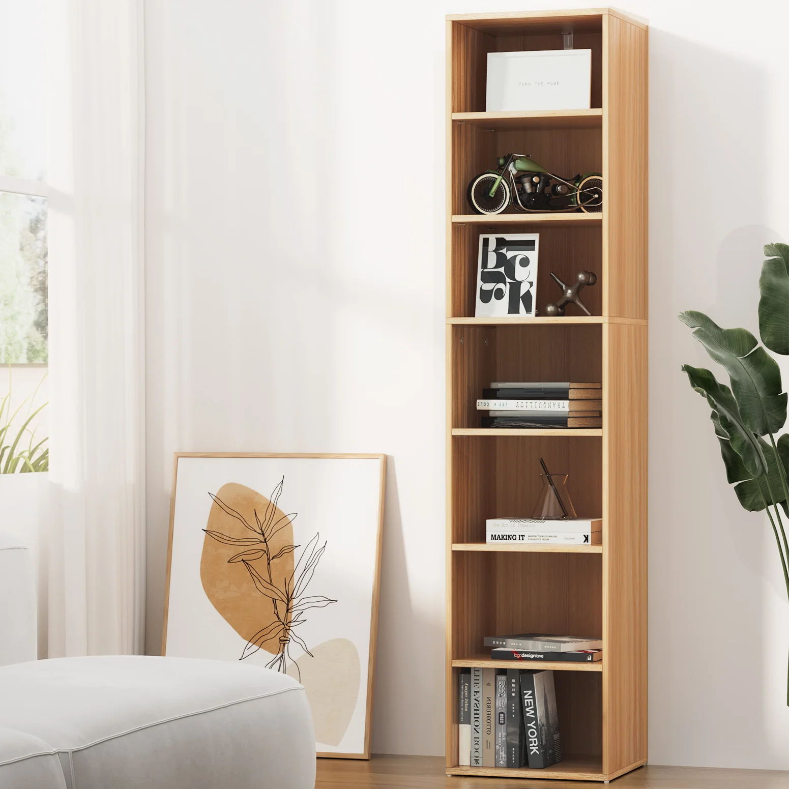 Artiss Bookshelf 7 Tiers MILO Pine - Image 6