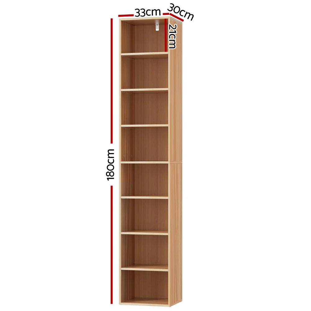 Artiss Bookshelf 8 Tiers MILO Pine - Image 3