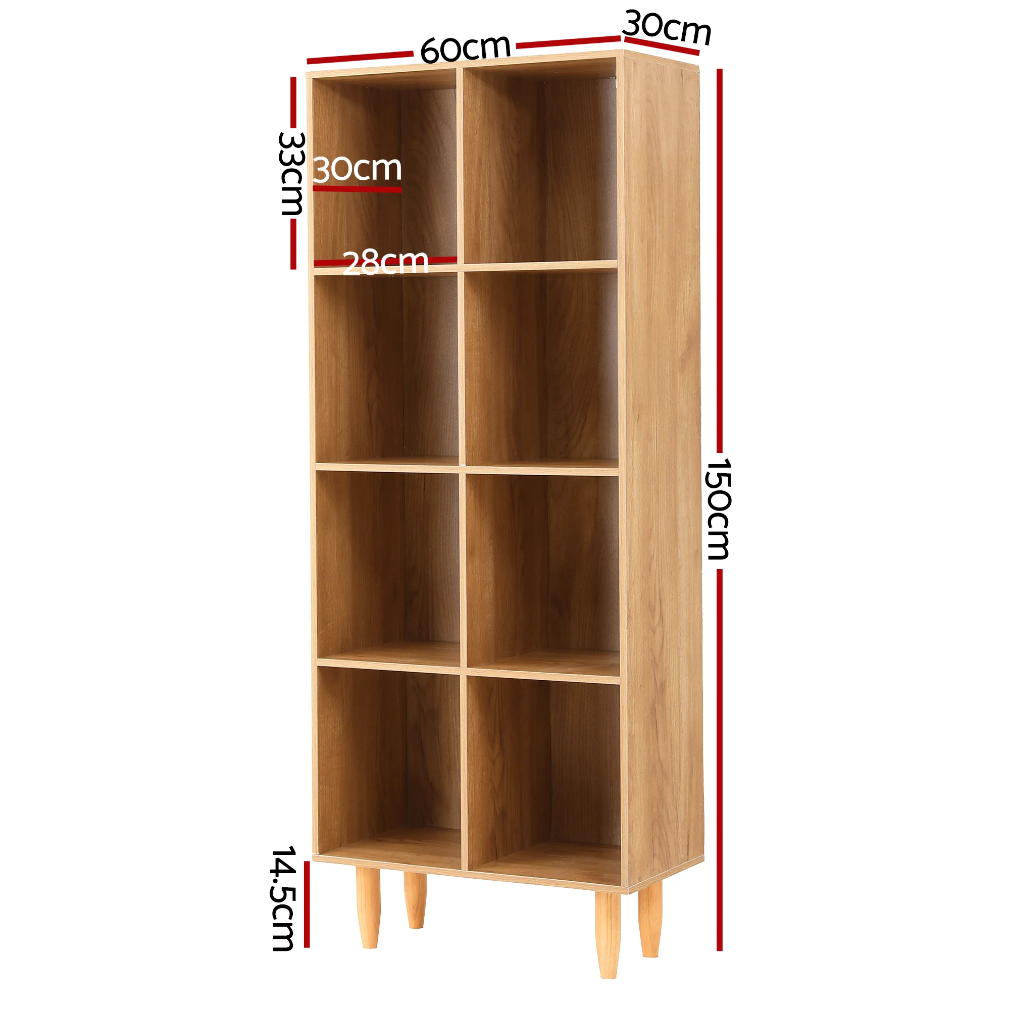 Artiss Bookshelf Bookcase 4 Tiers LEOR Pine - Image 3