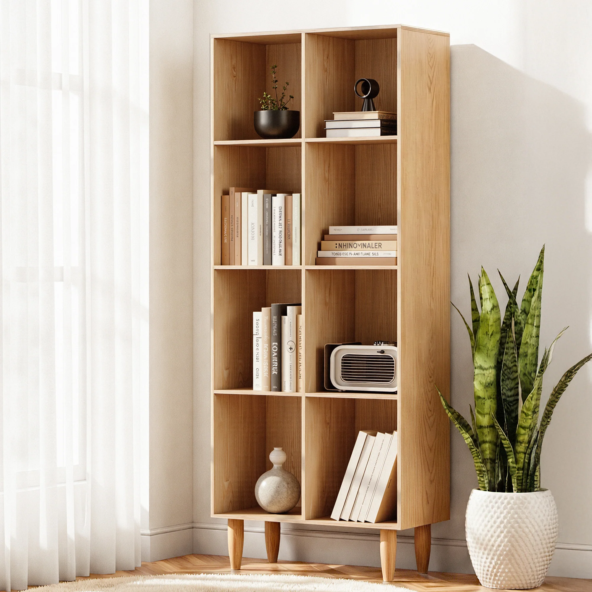 Artiss Bookshelf Bookcase 4 Tiers LEOR Walnut