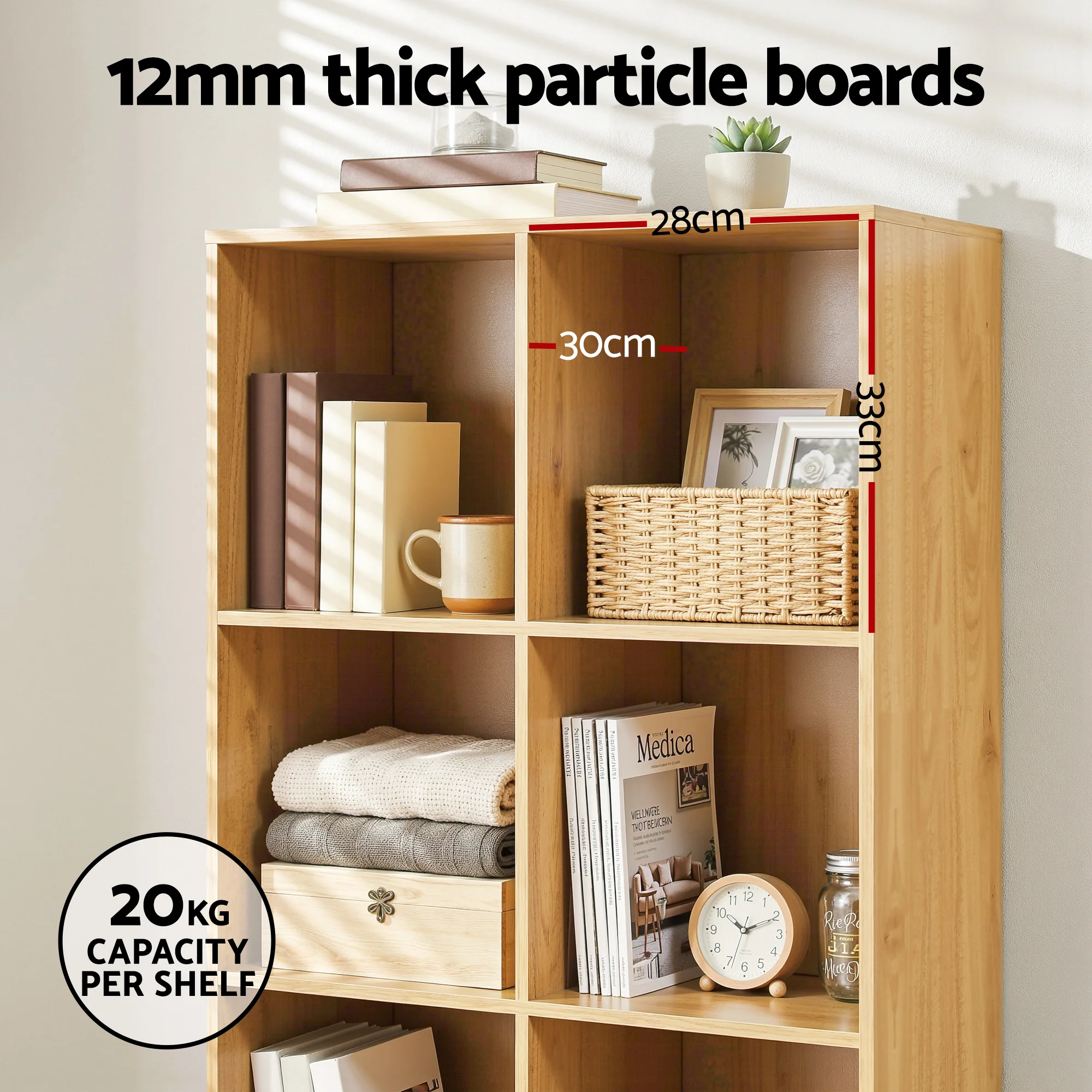 Artiss Bookshelf Bookcase 4 Tiers LEOR Walnut - Image 7